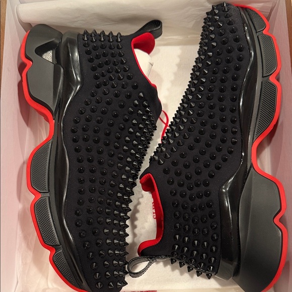 Christian Louboutin Shoes - Black and Red Studded men’s Sneakers
